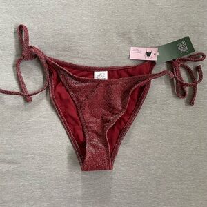 Wild Fable Glittery Burgundy Tie-Side Bikini Bottom Size Small (4-6)